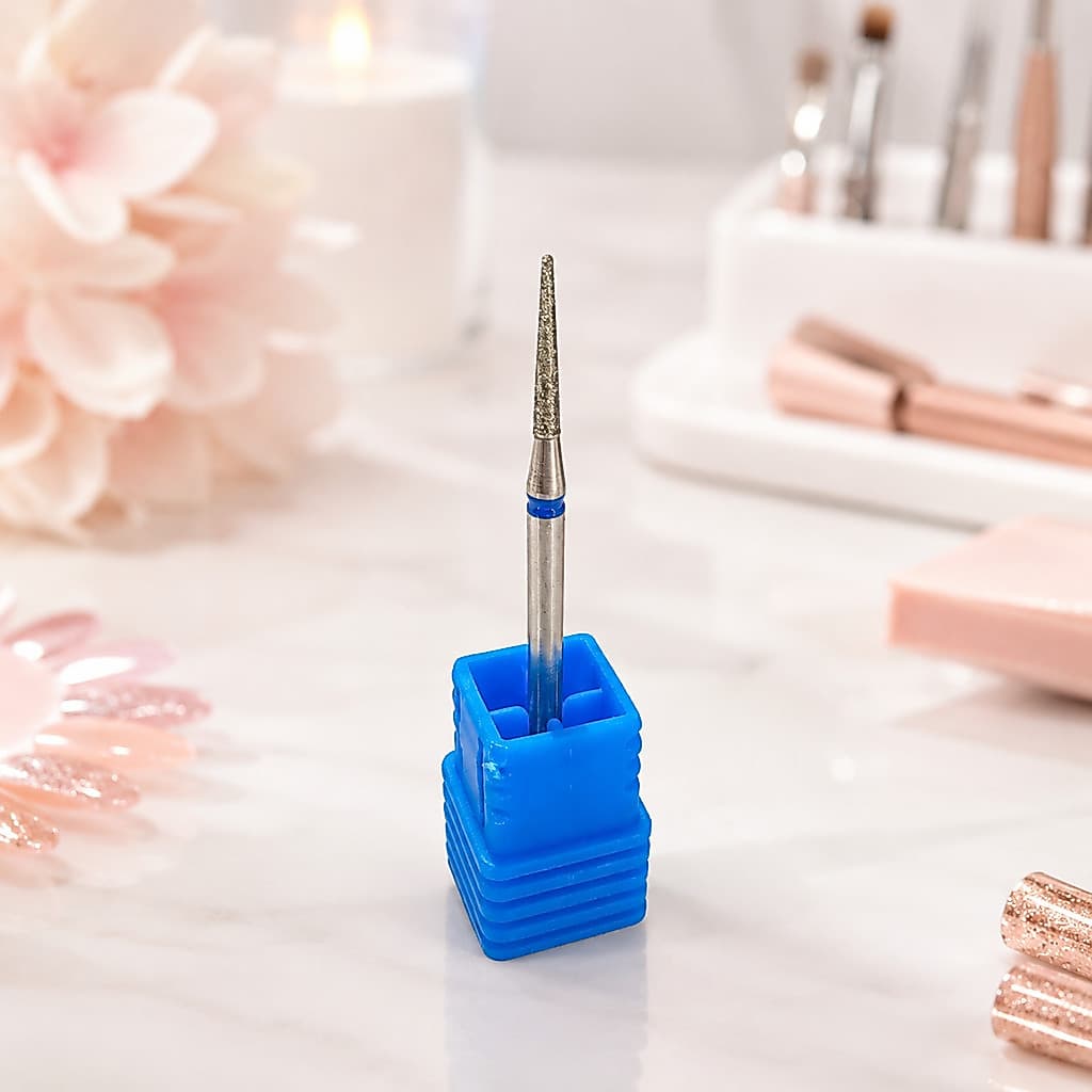 Broca Diamantada 718 Real Love Faixa Azul para Unhas Cutícula Acabamento Profissional