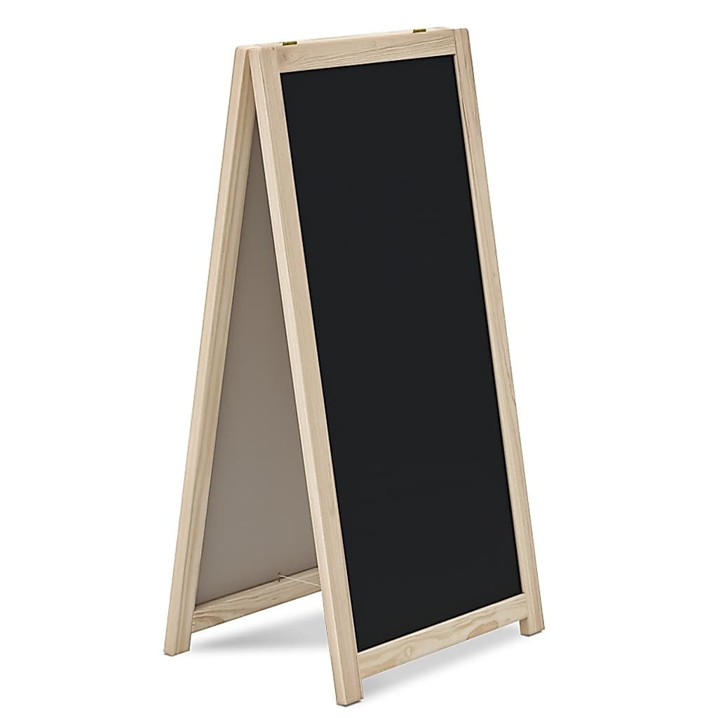 Cavalete de Calçada 100x60 cm de Madeira com Moldura Natural Tela Preta para Bares e Restaurantes