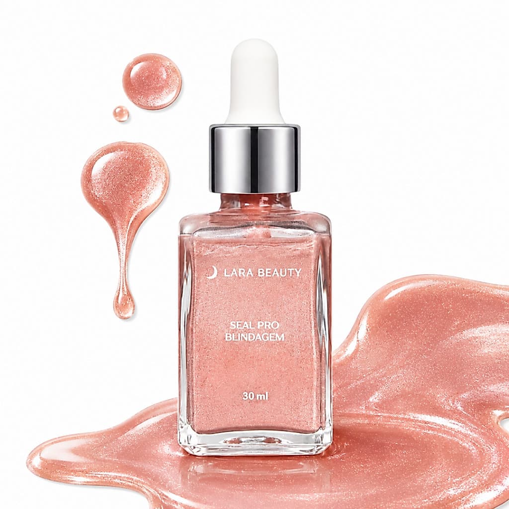 Blindagem Seal Pro Rose 30ml Glow Fixador Maquiagem Lara Beauty Primer Cintilante Rosa Iluminador