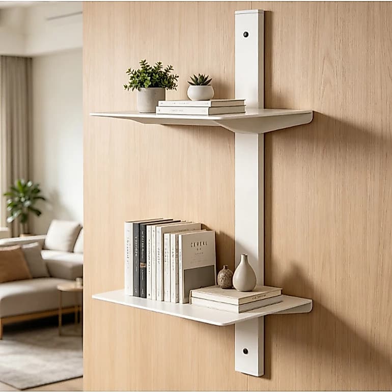 Prateleira Canto Suspensa Macramê 31cm MDF Branco Suporte Porta Objetos Fotos Livros Decoração Sala Quarto Banheiro Vend