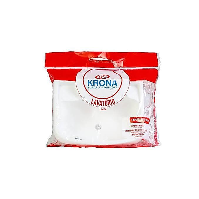 Pia Lavatório Plástico Para Banheiro Com Válvula Tampa 36 x 26 cm - Krona