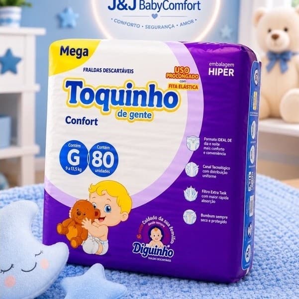 Fralda descartável Infantil Toquinho de Gente Conforft Hiper G - Pac c/ 80 fraldas.