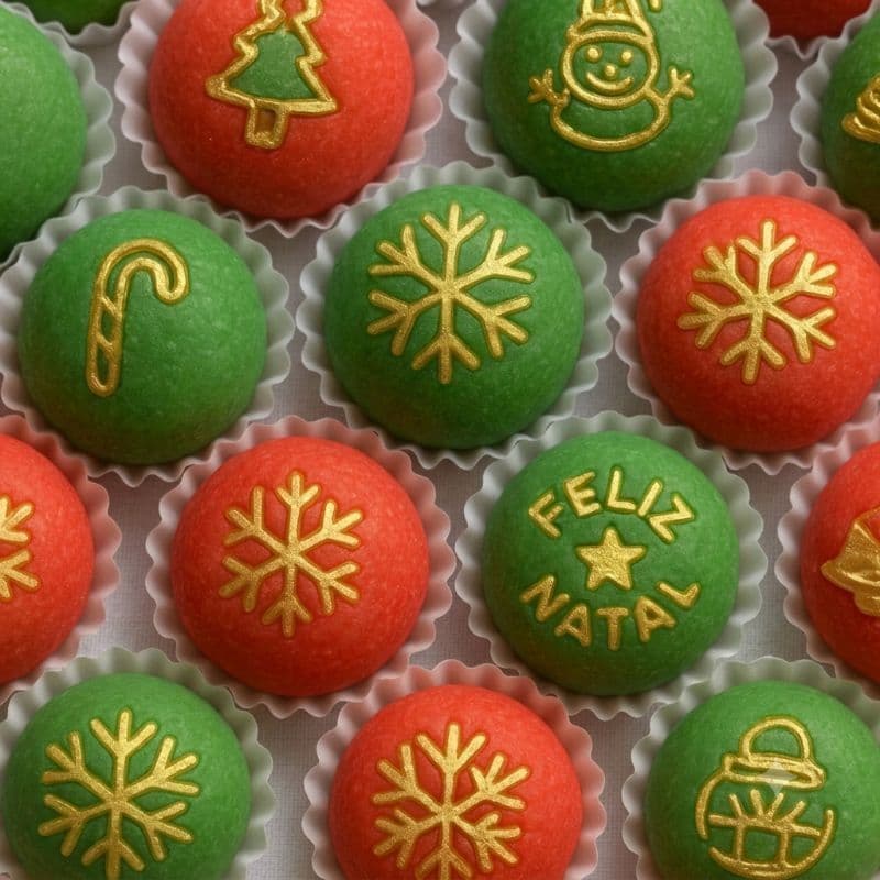 Kit 8 Mini Carimbos de Natal Para Doces e Brigadeiros Decoração Doces de Natal