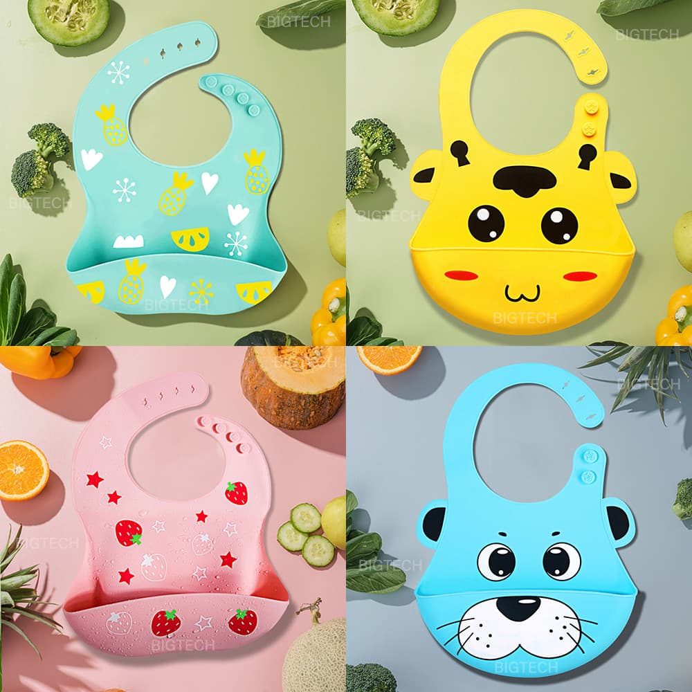 Babador De Silicone Impermeável Para Bebê Fácil De Limpar Pega Migalhas Infantil Menina Menino