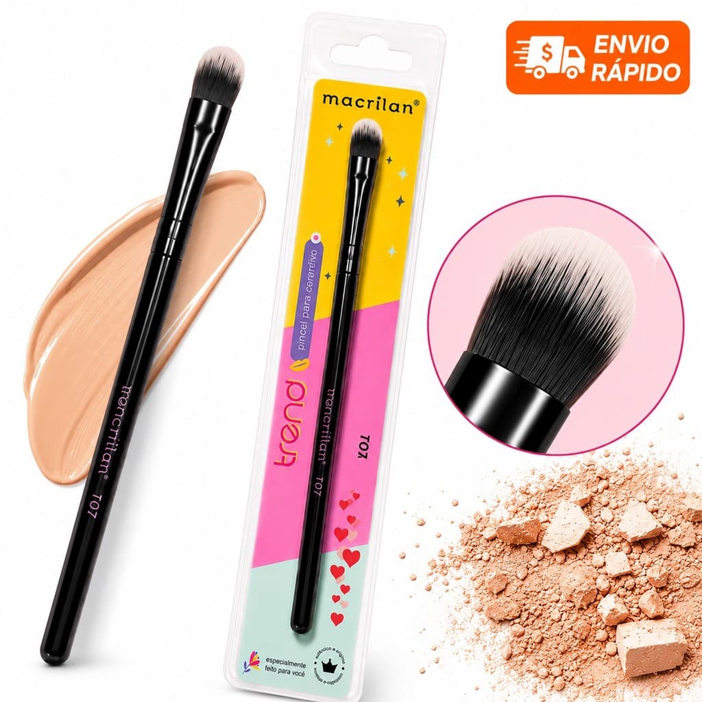 Pincel Para Corretivo Macrilan, lingua de gato T07 Profissional Maquiagem  Linha Trend
