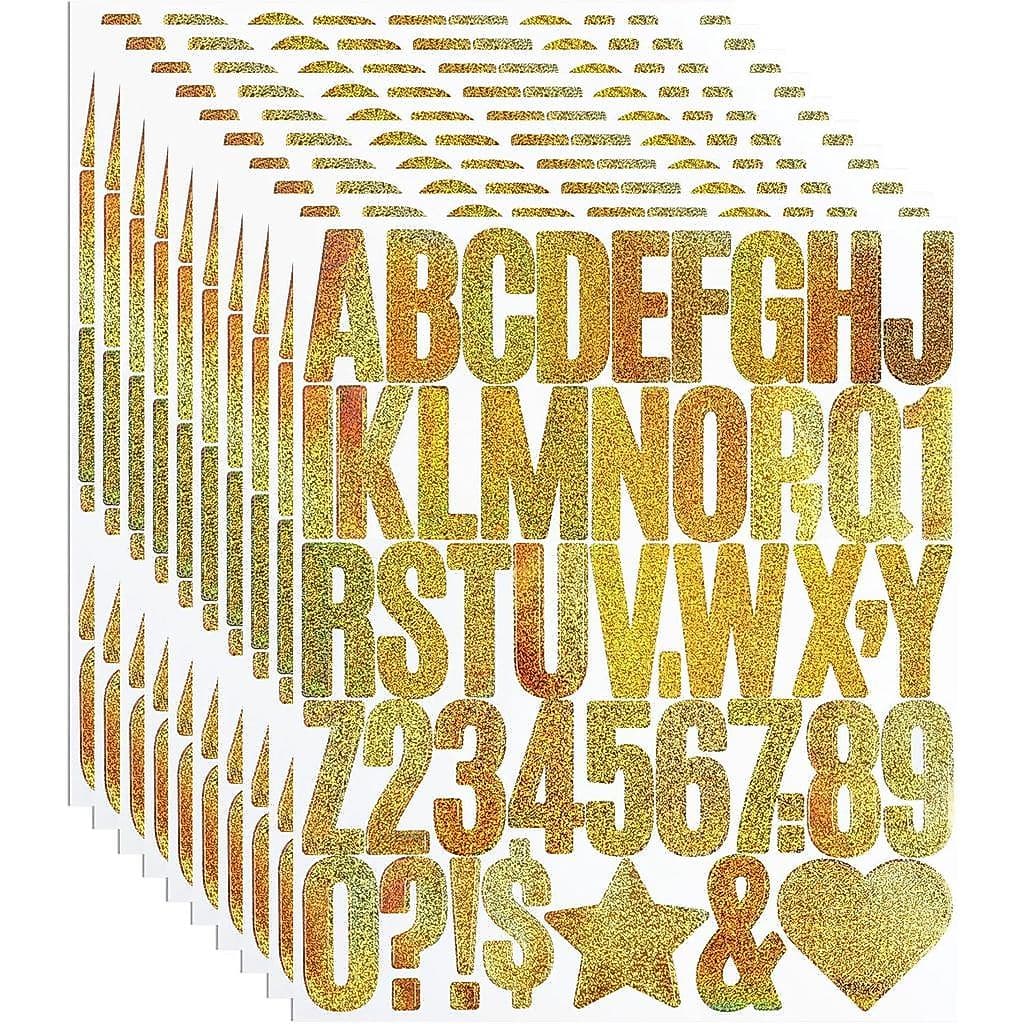 Adesivos de Letras e Números de 2 Polegadas, 10 Folhas de Adesivos de Alfabeto Maiúsculo para Scrapbook/Correio/Exterior
