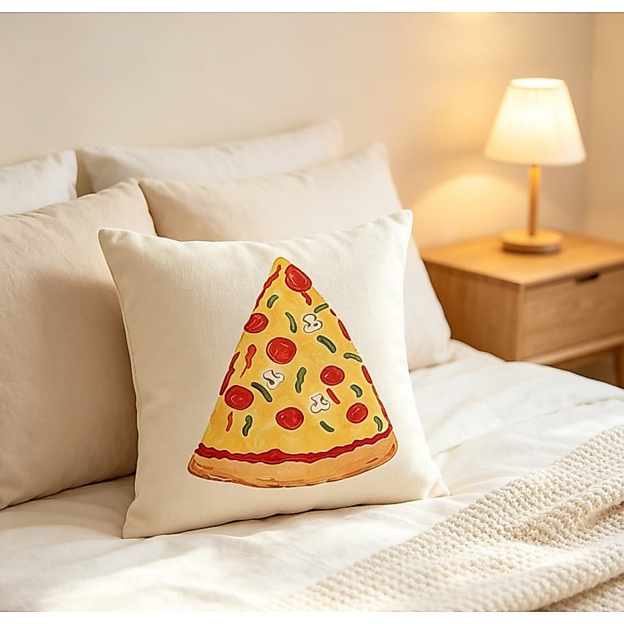Almofada Decorativa Estampa Dupla Hambúrguer Pizza Pão Tomate e Ursinho Fofo Diversos Modelos Para Sala e Quarto