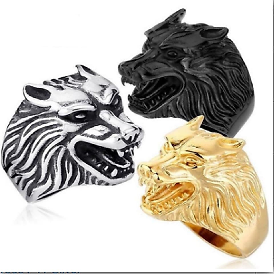Anel Masculino Exagerado Ha Yi Vintage, Anel Único com Cabeça de Lobo, Anel de Moda Versátil e Moderno