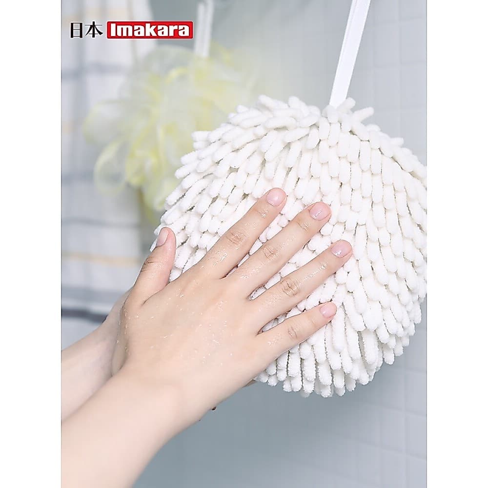 Japão Chenille bola de mão engrossado pendurado toalha de mão cozinha banheiro absorver água de secagem rápida bonito pa