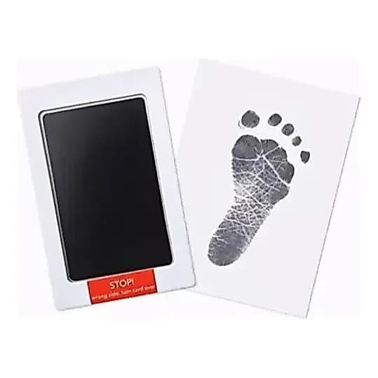 Carimbo Para Pezinho Bebê Recém Nascido - 2 Folhas Tinta Preto Exterior Branco