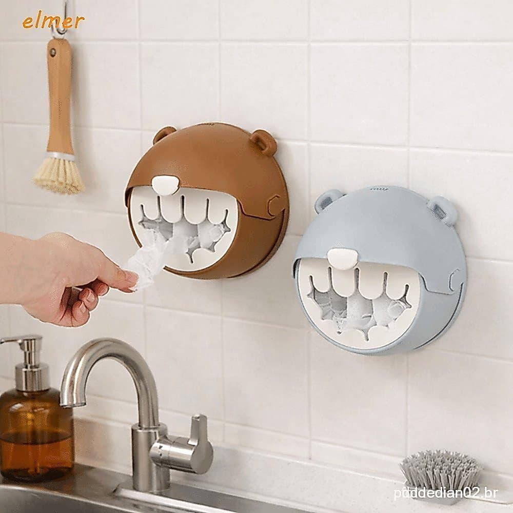 Caixa De Armazenamento De Tampas De Alimentos ELMER , Plástico Montada Na Parede Em Formato De Urso , À Prova De Poeira