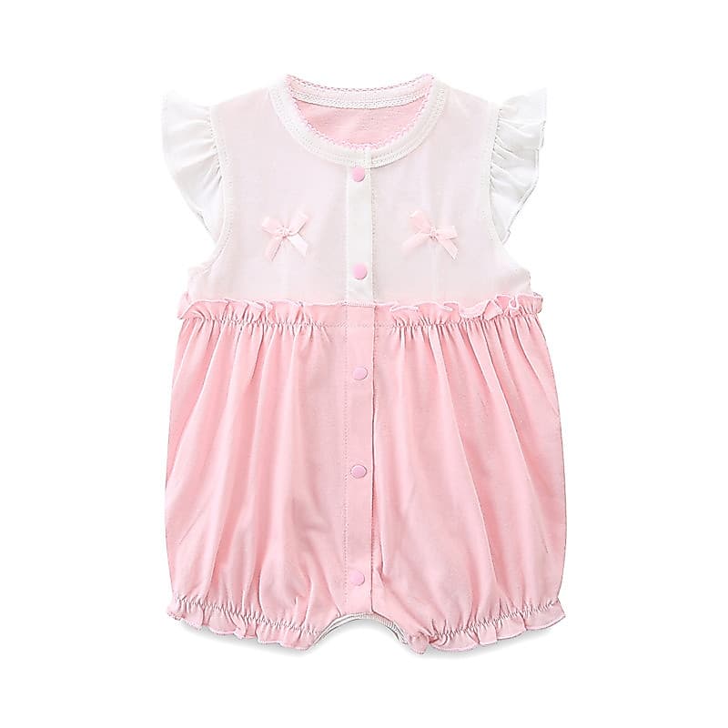 Macacão de bebê roupas de verão outubro março bebê menina puro algodão estilo fino recém-nascido 6 meses bonito rosa beb