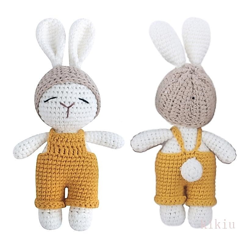 kikiu Adorável Brinquedo Artesanal Em Formato De Coelho , Chocalho De Malha , Fotográfico Para Bebês
