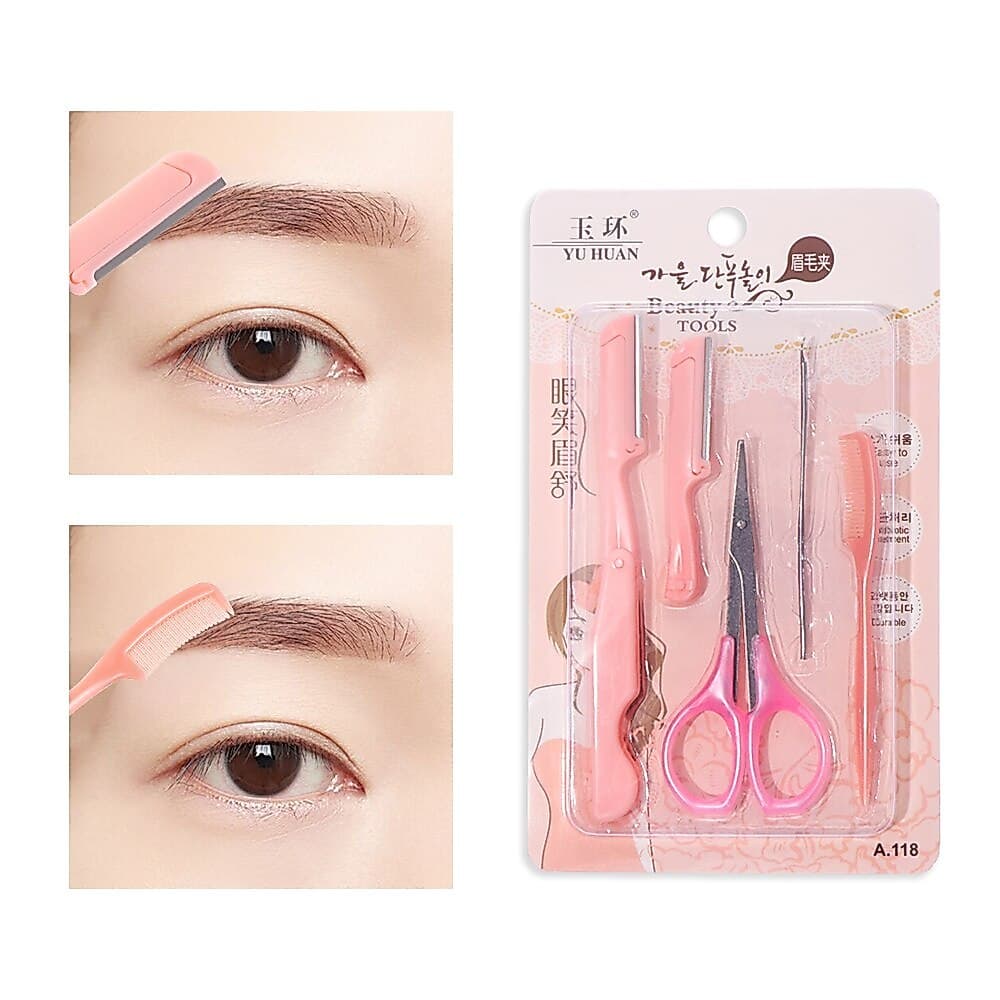 Kit Sobrancelha Profissional Navalha Tesoura pente espatula inox ideal Henna sobrancelha Designer
