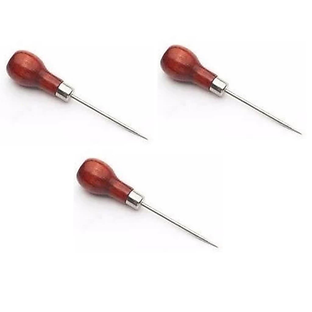 Kit 3 Furador De Tecido Manual - Cabo Em Madeira - PROMOÇÃO