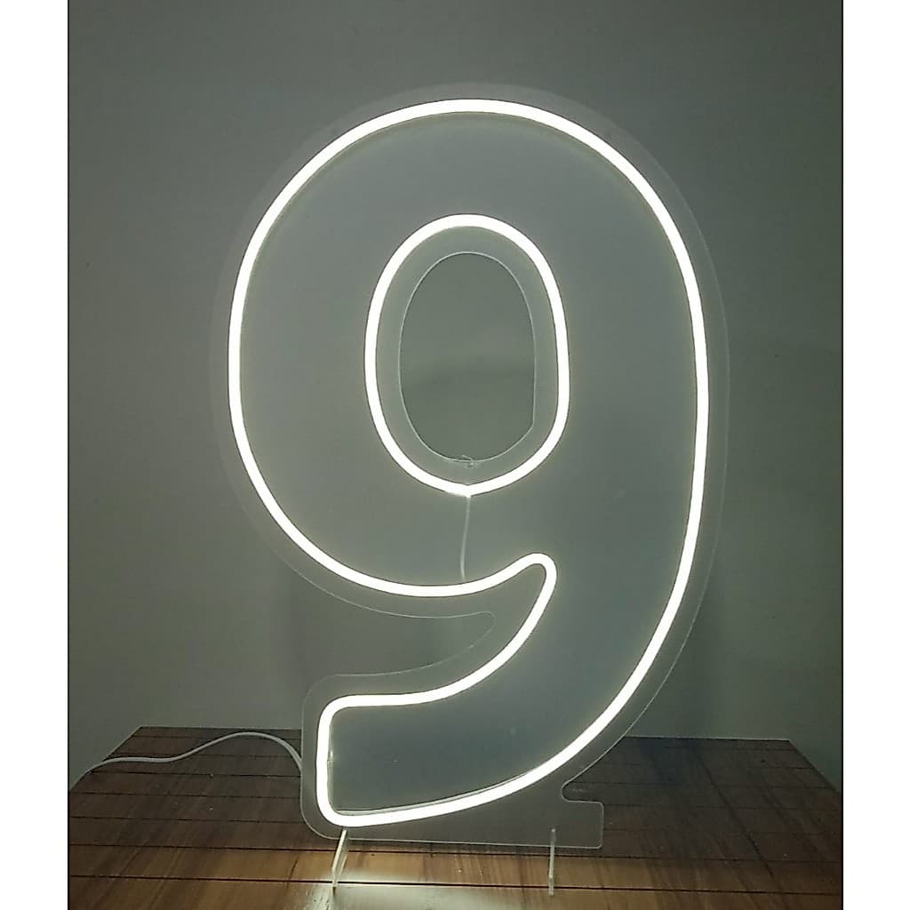 Painel Led Neon Número Nove 9 - 50cm altura em acrilíco