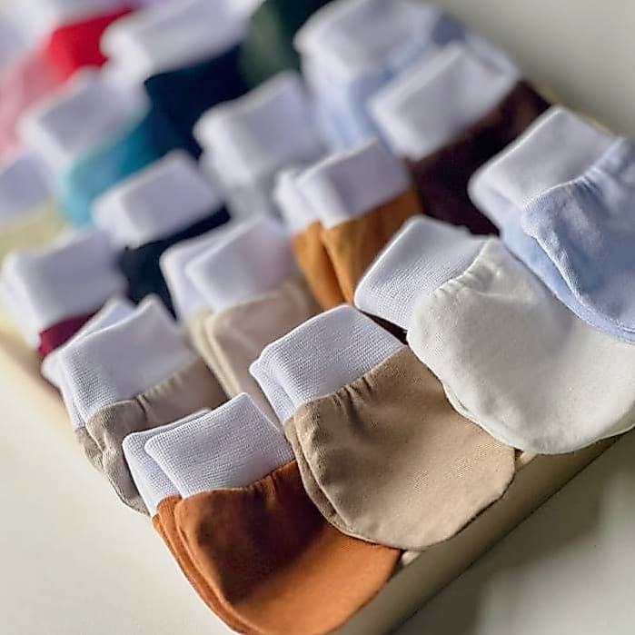 10 pares Luva Bebê em 100% algodão Enxoval Maternidade RN luvinha - 9 CM  | Diponivel em 17 cores