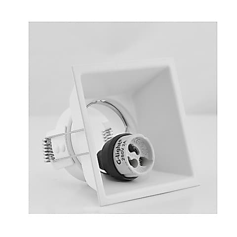 Luminária Spot MR16 Quadrado Fixo Aluminio Branco Foco Recuado G-light