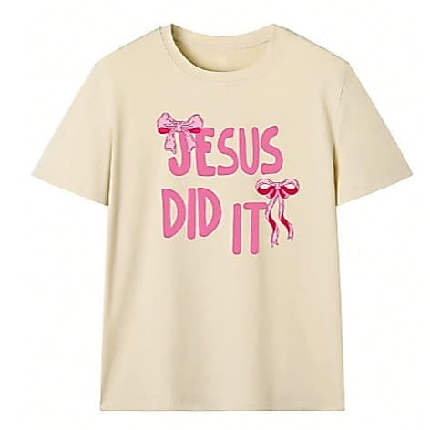 Camiseta Feminina Masculina Estampada Cristã Religião Frase "Jesus Did It"