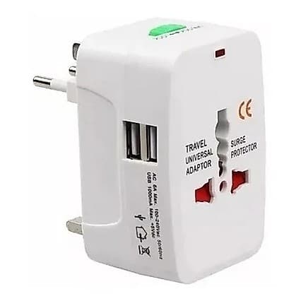 Adaptador De Tomada Universal Com 2 Usb Viagem C/ 150 Países