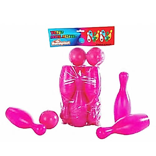 Jogo de Boliche Infantil Brinquedo Plástico ROSA Super Resistente.