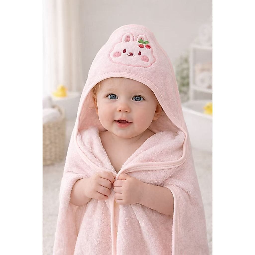 Toalha De Banho Bebê Capuz Roupão Infantil Recém Nascido Criança Bichinho Bordado Absorvente80X80CM