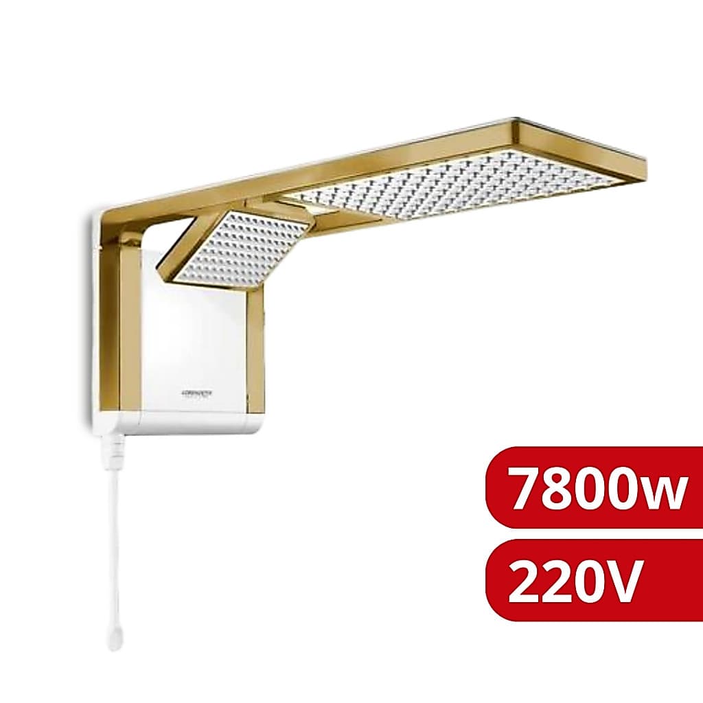 Chuveiro Ducha Acqua Duo Branco Dourado Fosco 220V 7800W Lorenzetti