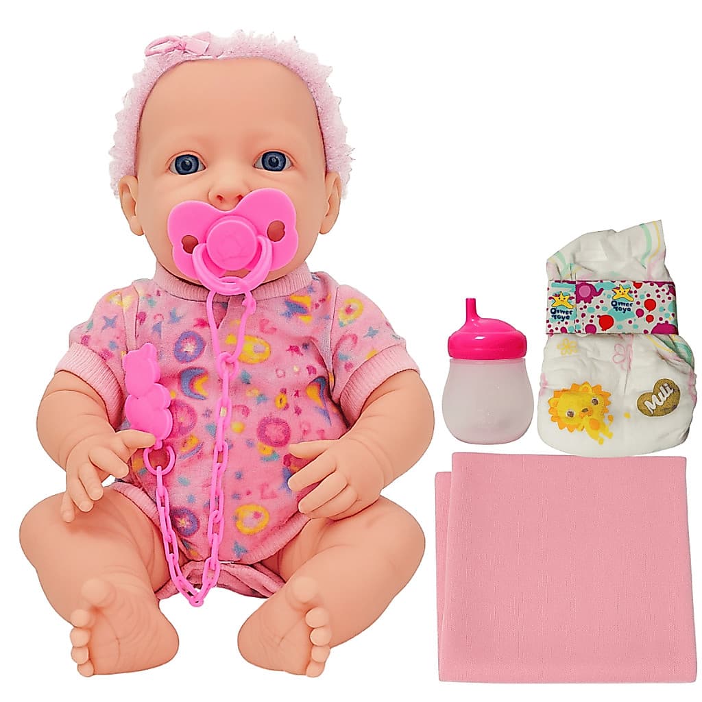 Boneca New Born Faz Xixi Bebê Com Acessórios Fraldinha Chupeta
