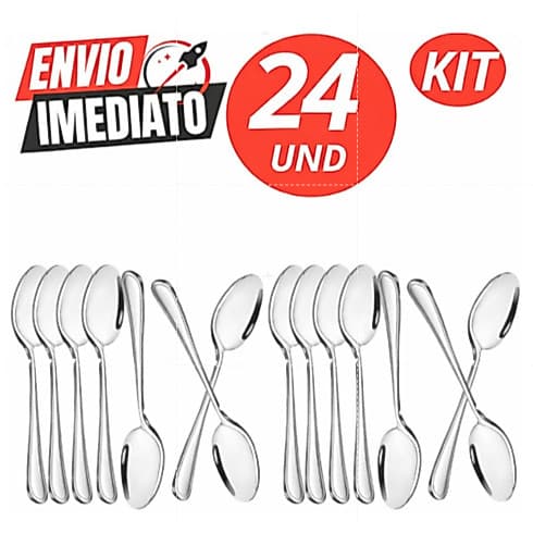 Jogo de Talheres Colheres de Sopa KIT 24/12 Premium 100% Aço Inox Para Restaurantes Buffet e Cozinha