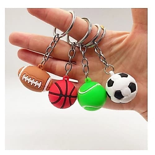 Kit 4 Chaveiros Mini Bolas Basquete Futebol Tênis e Futebol Americano para Carro Casa e Souvenir