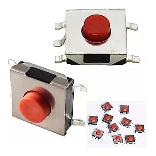 Kit De 10 Botões Táctil Micro Placa Chave Renault Clio Logan Sandero Vermelho