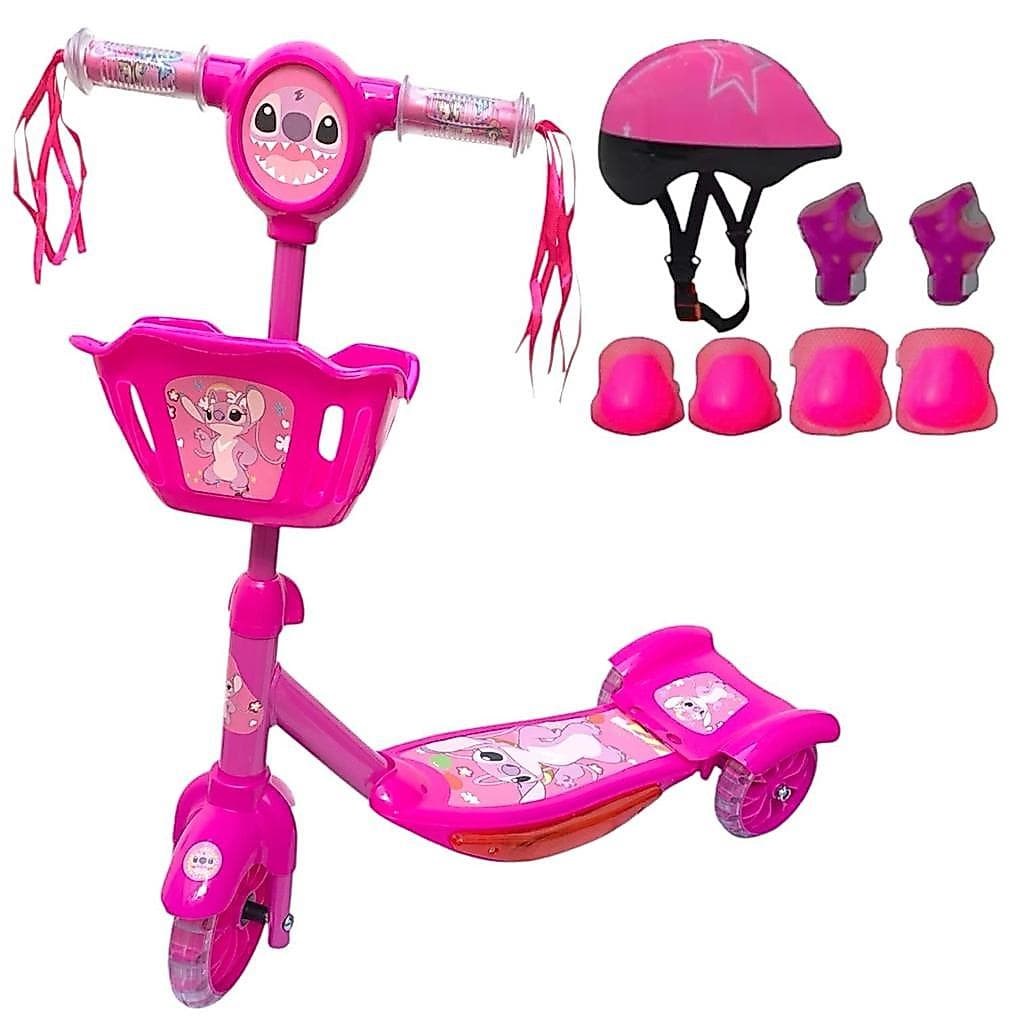 Patinete Infantil Metal  meninA Surprise 3 Rodas C/ Led - Freio Ajustável Até 50kg Menina