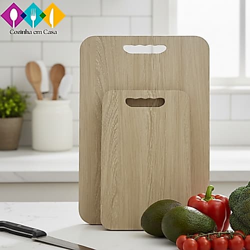 Cojunto Kit 2 Peças Tábua de Corte Carne e Legumes Retangular Resistente Cozinha 30x40cm e 20x30cm