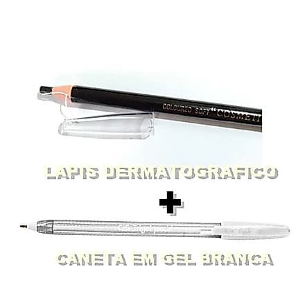 KIT CANETA GEL BRANCA + LÁPIS DERMATOGRÁFICO PRETO