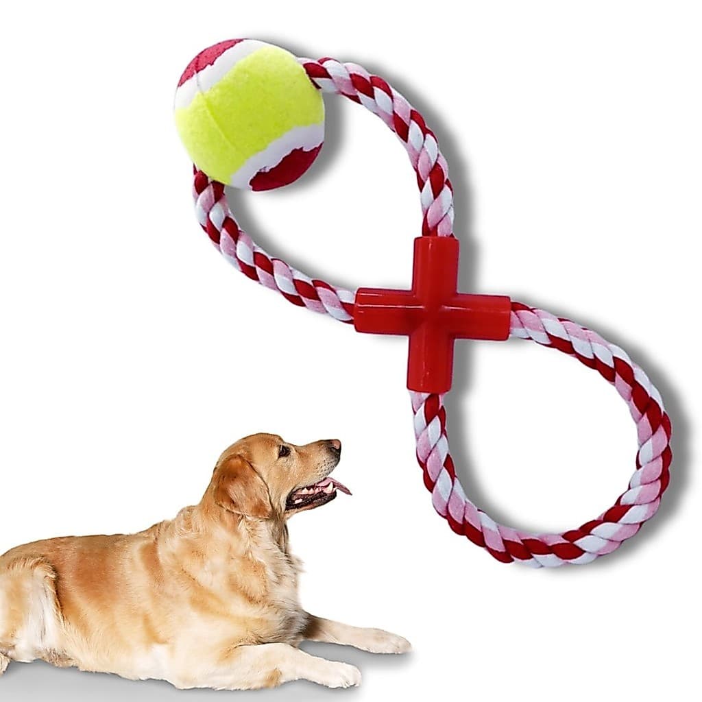Brinquedo de Corda Mordedor Puxador para Cães Cachorro Pet com Bolinha Bola de Tenis Resistente
