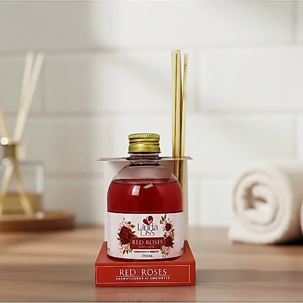 Aromatizador de Ambientes Linda Liss Red Roses 250ml com Varetas