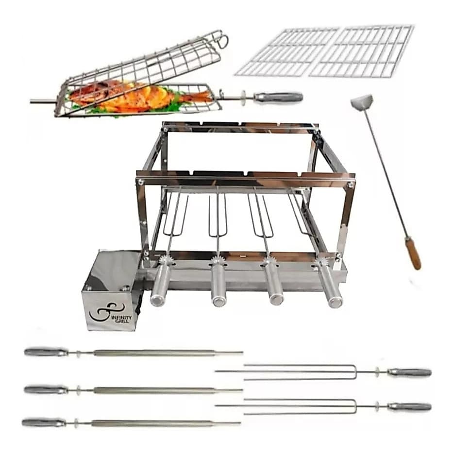 Kit gira grill 4 espeto completo direito