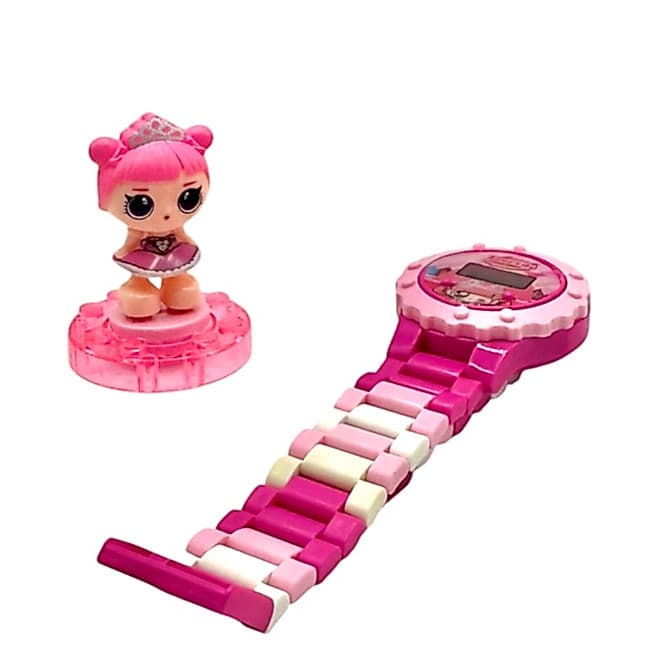 Relogio Montável LOL RL04 Bonequinha Lego Desmontável Rosa Brinquedo