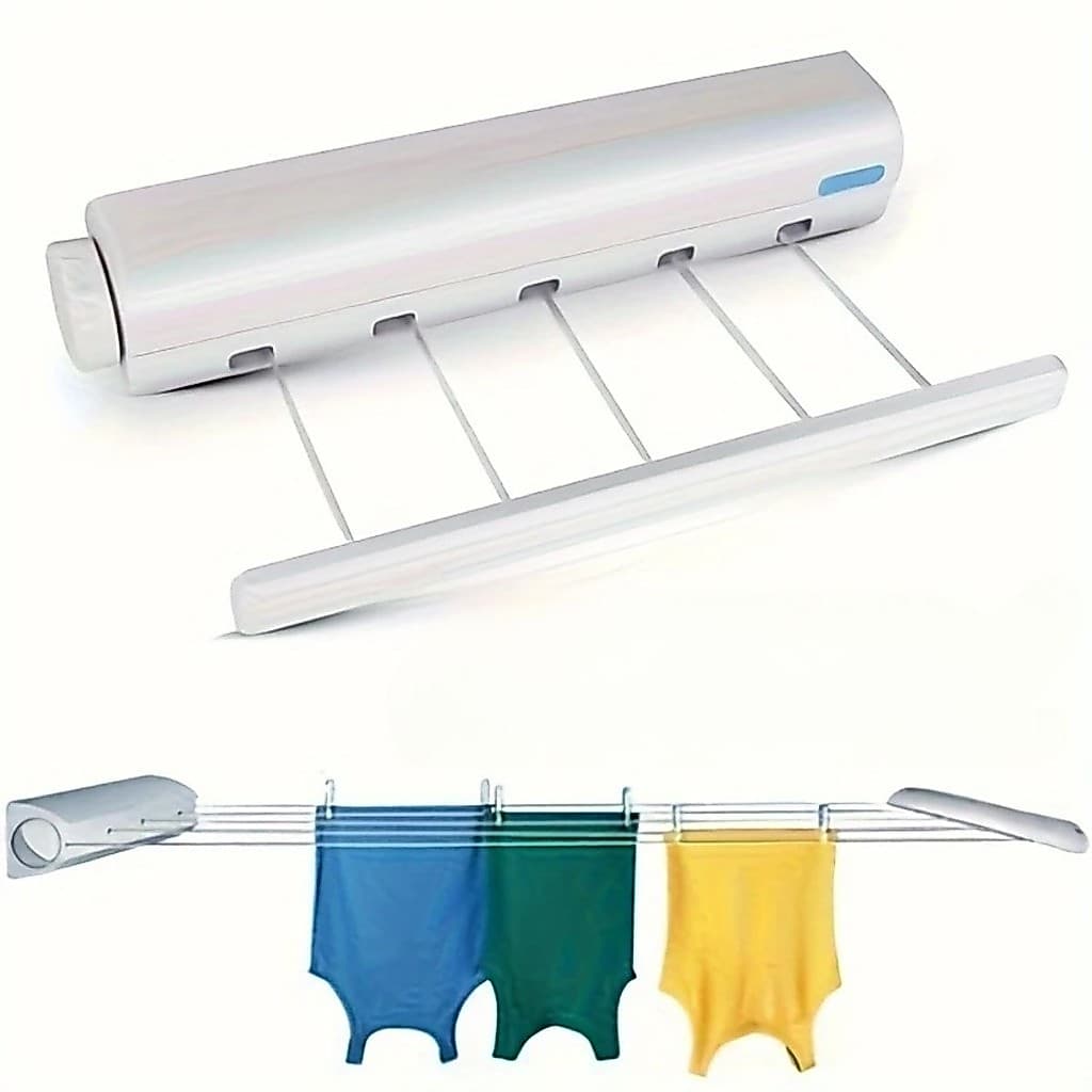Varal de Parede Retrátil Secalux com 5 Cordas 4,1m Automático Ideal Lavanderia Prático e Resistente