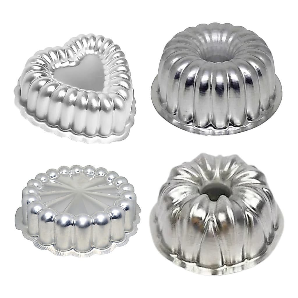 Kit 4 Mini Forma Bolo Coração, Suiça 2 E 3 Charlote 9x4cm