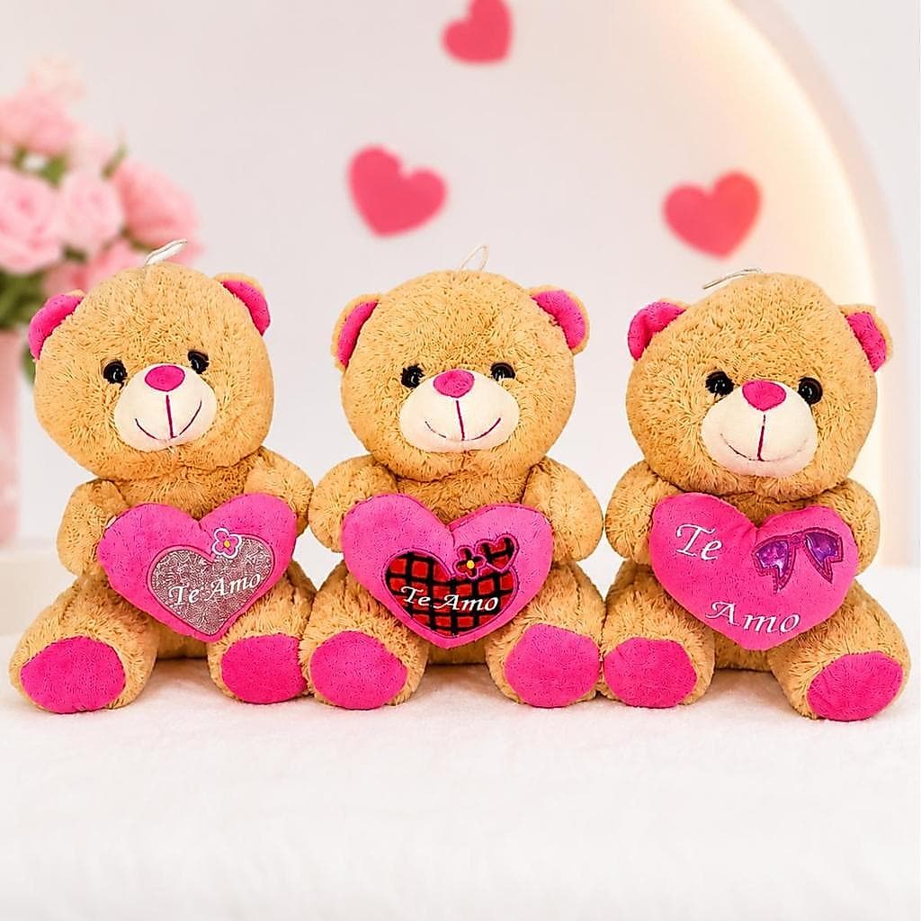 Urso de Pelúcia Macio Ursinho Com Coração Para Presente Dia dos Namorados Cesta Decoração 21 cm