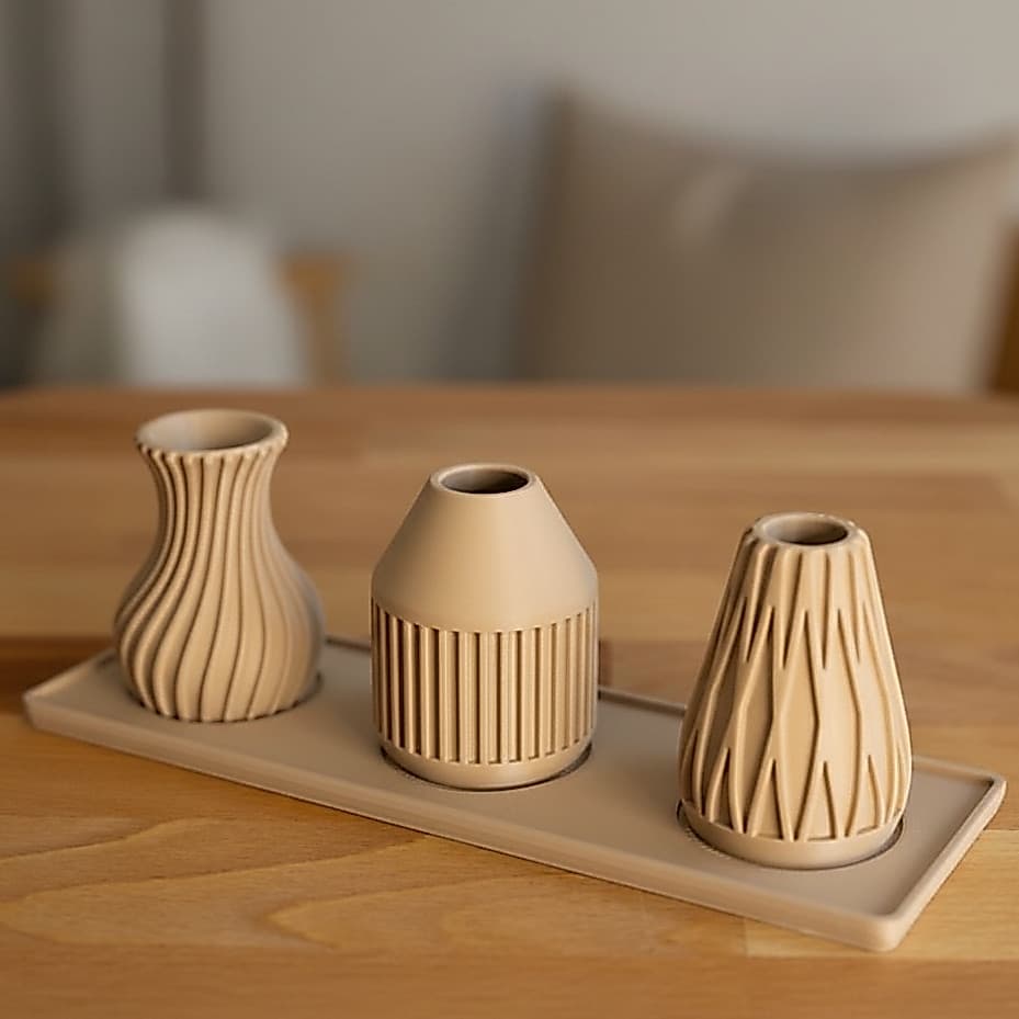 Kit 3 Mini Vasos em Espiral com Bandeja - Minimalista