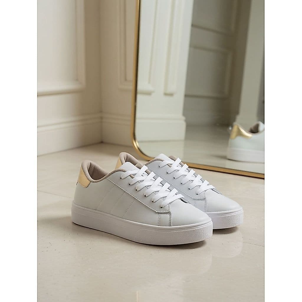 Tênis Sanf Feminino Casual Branco Preto Premium Leve Confortável Básico Elegante Escola Caminhada