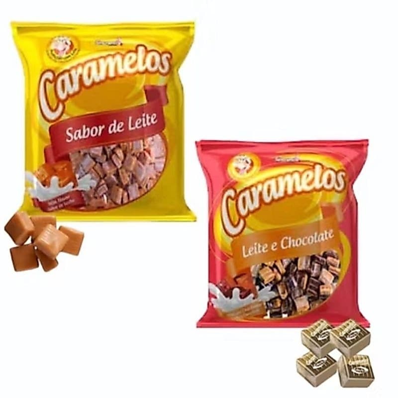 Kit 2 pacote de caramelos sabor leite,leite com chocolate 500g.SIMO festa