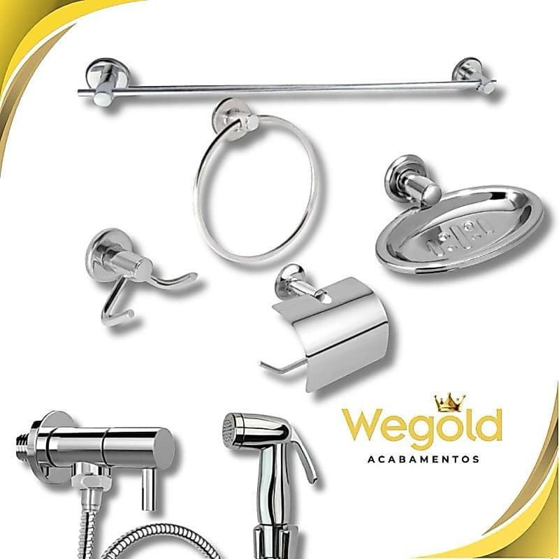 Kit Stander + Ducha Higiênica Cromada Acessórios Para Banheiro