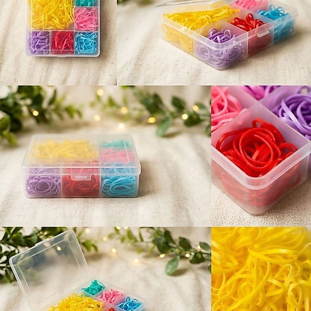600UN.Elástico Silicone Linguinha Cores Pet Cães e Gatos + caixa Organizadora (06 Cores)