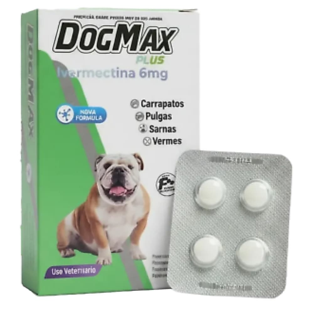Remédio para cães contra Pulga Carrapato, Vermes E Sarna 15 a 30kg Dogmax Plus  - 4 Comprimidos