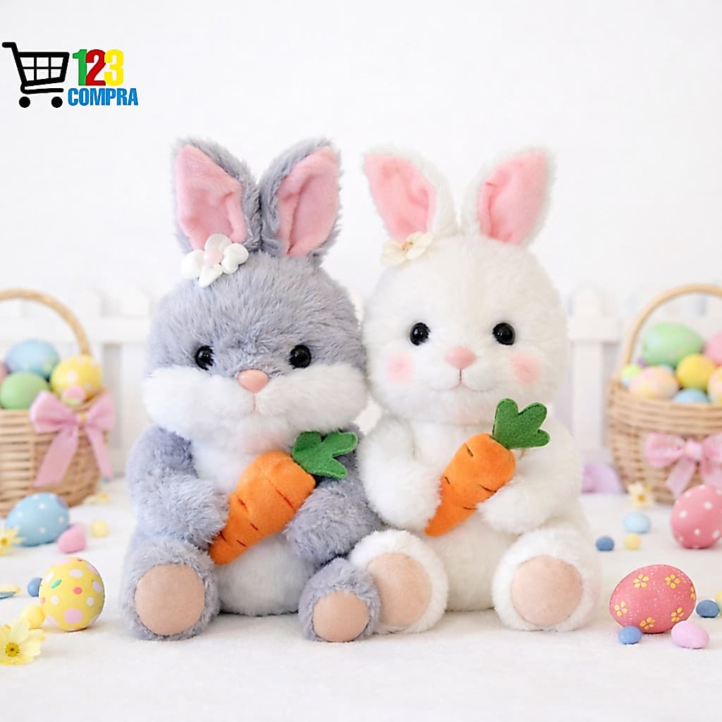 Coelho de Páscoa 25cm em Pelúcia Macia – Decoração e Presente Fofo