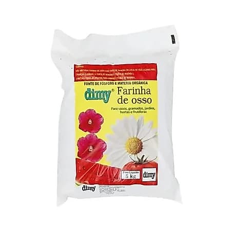 Dimy Farinha de Osso 5kg Fertilizante Natural Rico em Fósforo e Cálcio para Plantas e Hortas