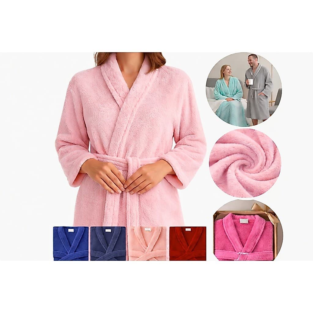Roupão Luxo Microfibra Plush Aveludado Toque Macio Grosso Masculino e Feminino Unisex